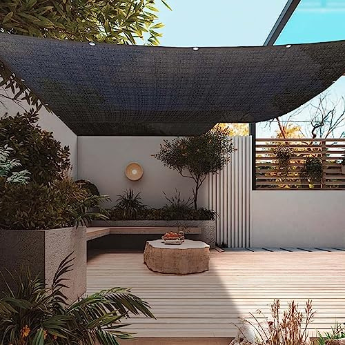 Toldo tipo vela de 6 x 15 m, protección UV, para jardín, patio, piscina, invernadero, negro, transpirable, duradero, para plantas y mascotas