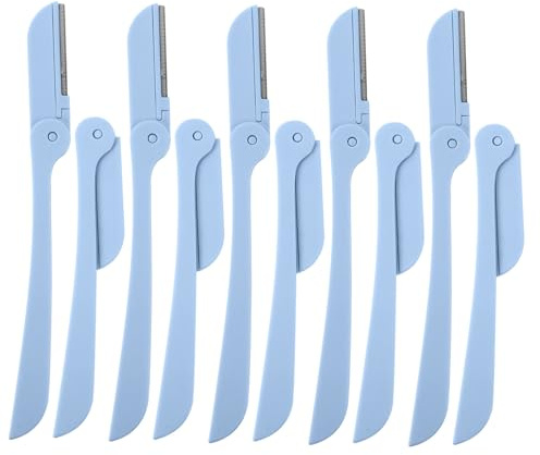 SKISUNO 10pièces Rasoirs à Sourcils Pliables Portables Lames Acier Inoxydable Pour Femmes Tondeuse Visage Douce Et Sécurisée Outil De Maquillage Compact Pour Voyage