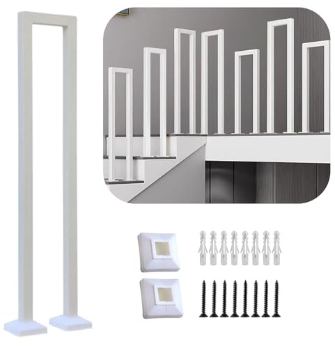 ESTGAWT Treppengeländer Innen,Treppengeländer U Form,Handlauf Treppe,Treppengeländer,Treppengeländer Außen,Handlauf Edelstahl,für Balkone Flure Wohnungen. (Vertikal weiß, 90CM)