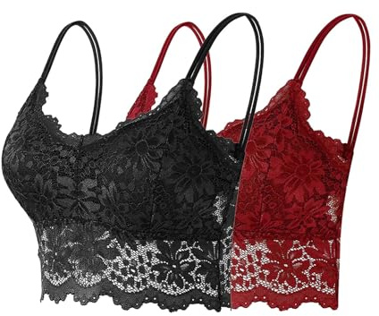 Lot de 2 Soutien-Gorge Femme en Dentelle Sexy Grande Taille,Brassiere Femme sans Armature Push Up Anti Affaissement,Brassière de Base Casual Bra Soutien Gorge Respirant Lingerie Pas Cher