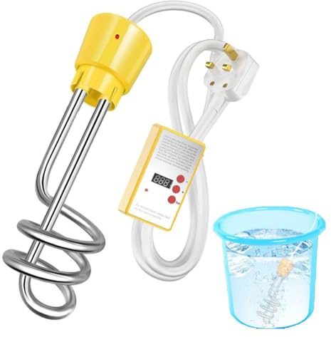 Immersion Water Heater, 3000W Portable Hot Water Heater with 304 Stainless Steel Guard and Thermostat, Auto Shutoff, Heats 5 Gallons Water in Minutes