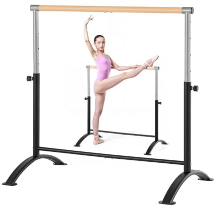 VEVOR Ballet Barre, 4 Ft Barre Bar for Home, Freestanding Portable Ballet Stretching Dance Bars, Height Adjustable Anti-Wobble Fitness Gym Studio Equipment, for Pilates Balance Workout