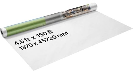 VEVOR Pare Vapeur, 1,37 x 45,72 m, Écran d'Étanchéité Plastique, Épaisseur 0,13 mm, Bâche Résistante aux Déchirures, Bloque Humidité à Travers les Murs, pour Construction Rénovation Bâtiments, Blanc