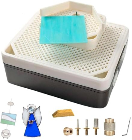 Meuleuse Professionnelle Pour Vitraux 150 W - Double Couche, 4 000 Tr/min, 5 Forets Diamantés (5/8 Po À 1/8 Po), Perforation 2-3 Mm, Alimentation En Eau Automatique,Grey