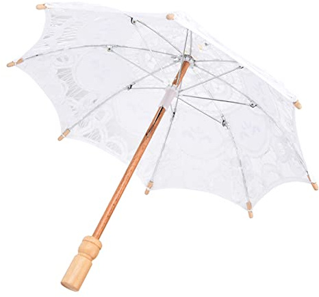 OVAQUIXI Brudparaply i Premium Spets, Elegant, för Bröllop, Fester, Fotografi Rekvisita, för Teaterföreställningar (Mjölkvit trumpet)