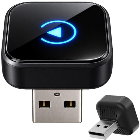 Sunweyer Mini Wireless CarPlay & Android Auto Adapter: actualización de Cable a inalámbrico, diseño Compacto de Menos de 1 Pulgada para Coches con Cable de fábrica (T Negra)