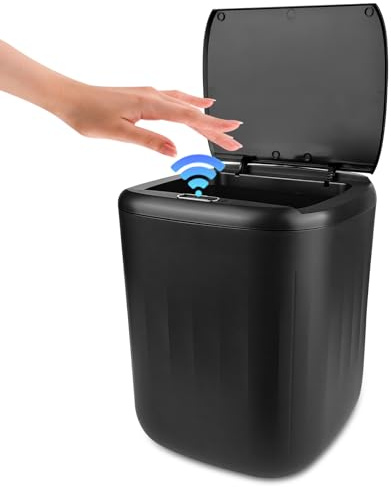 Gaethra Pattumiera da 20 l con sensore, automatica, senza contatto, con mano, sensore di ginocchia e urti, risposta rapida, silenzioso, impermeabile, ideale per bagno, camera da letto, cucina