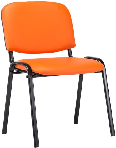 CLP Stapelstuhl Ken I Konferenzstuhl Mit Kunstleder-Bezug I Schwarzes Metallgestell | Farbe orange
