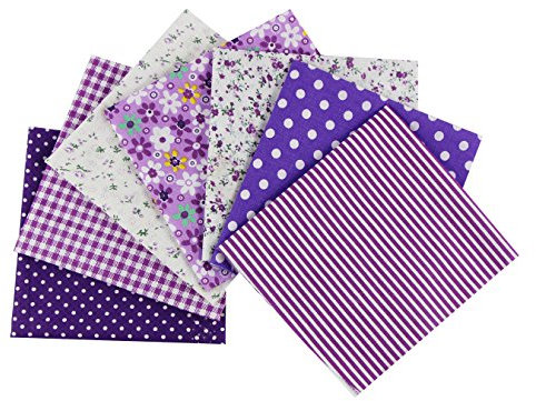 UOOOM 7 Stueck 25 x 25cm Stoffpakete Patchwork Stoffe Baumwolle tuch DIY Handgefertigte Nähen Quilten Stoff Baumwollgewebe Verschiedene Designs (Lila)