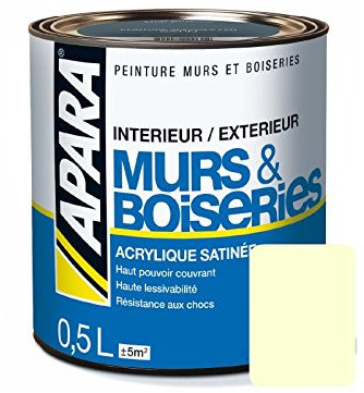 Peinture intérieure couleur, acrylique satinée 0.5 litre Blanc Cassé