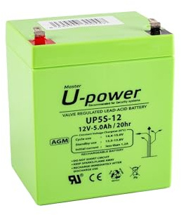 U-Power AGM Batterie 12V 5Ah, VRLA Bleiakku wartungsfrei, wiederaufladbar, Faston F1 (4,8 mm), für Alarmanlagen, USV/UPS, Sicherheit & Elektronik