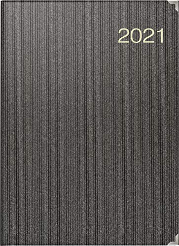 rido/idé 7027505901 Buchkalender Conform, 1 Seite = 1 Tag, 210 x 291 mm, Kunststoff-Einband Visicron metallic schwarz, Kalendarium 2021, mit Metallecken