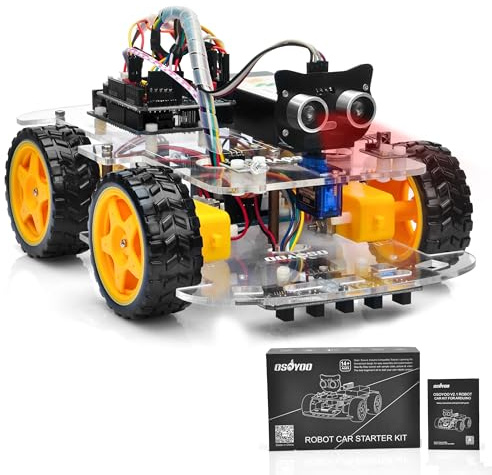OSOYOO Robotik Baukasten für Jugendliche ab 14 Jahren, Roboter Auto kompatibel mit Arduino, Programmierbares Elektronik Kit mit Bluetooth & WiFi Steuerung, STEM Lernset mit Sensoren