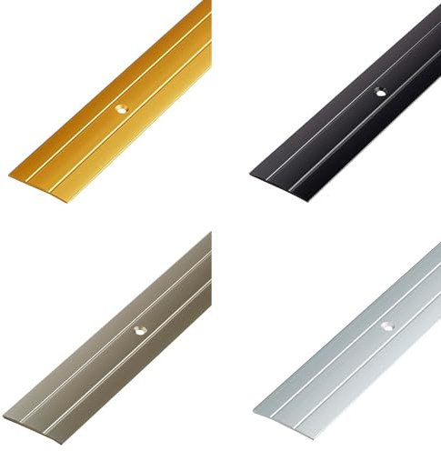 Übergangsleiste | Übergangsprofil | Übergangsschiene flach | Ausgleichsprofil | Aluminium Abdeckleiste | Bodenschiene | Farbe: Silber| Länge 1000mm | 37mm Breit | Vorgebohrt inkl. Schrauben