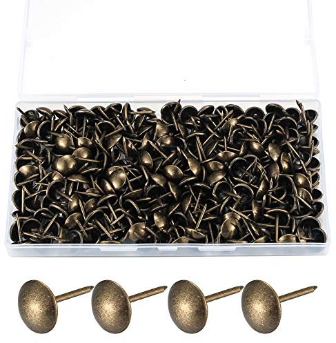320 Piezas Tachuelas de Tapicería, Alfileres de Clavos de Tapicería, Tachuelas de Pulgar para Muebles Decorativos Antiguos, Pernos de Panel de Empuje para Sillas, Imagen, Alfombra - 11x17 mm/Bronce