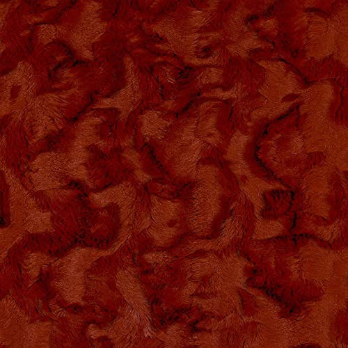 Luxuriöser, kurzer Plüschstoff, Kunstfell, gewellt, Terrakotta, 1,2 m, 150 cm x 50 cm
