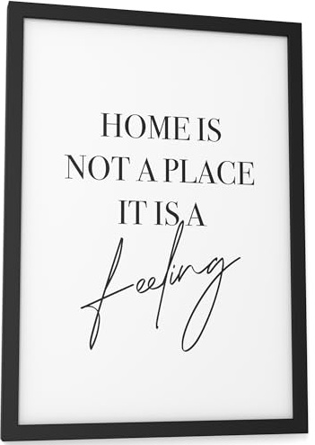 Papierschmiede® Bilder Home Kunstdruck mit Rahmen in A4 (21x30 cm) Spruch Zuhause Bild Wanddeko in schwarz weiß, Sprüche für Wohnzimmer Büro Küche, Home Feeling