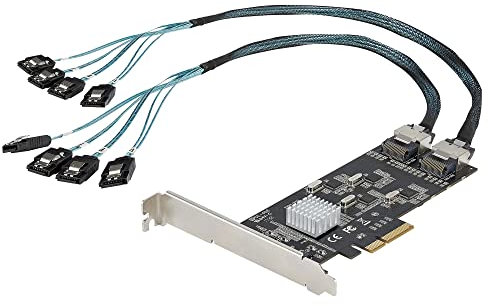 StarTech.com Carte Contrôleur SATA PCIe 8 ports - Carte SATA PCI Express 6Gbps 4 Contrôleurs Hôte - Carte Contrôleur SATA PCIe - PCI-e x4 Gen 2 vers SATA III - SATA HDD/SSD (8P6G-PCIE-SATA-CARD)