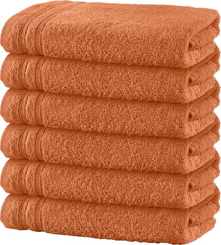 Erwin Müller Handtuch 6er-Pack Heidelberg 100% Baumwolle - saugstark, gut trocknend, kompakt, leichte Qualität Terra Größe 50x100 cm - ideal für Sport, Strand, Reisen