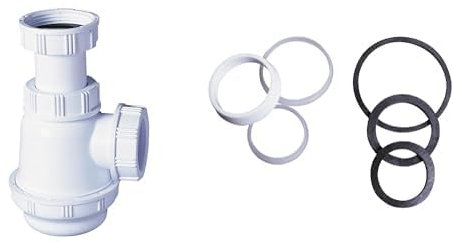 Wirquin lot de 2 : 1 siphon lavabo Ø32 mm à culot court + 1 kit de joints multiples siphon Ø32, Ø36, Ø40 mm