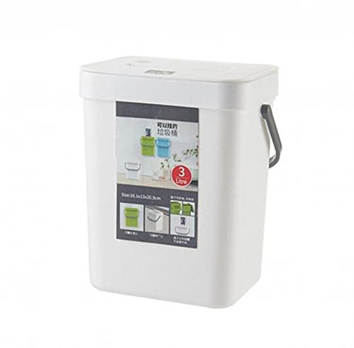 Küchen-Mülleimer, Wandschrank, hängender Mülleimer, Auto-Mülleimer mit Griff, Deckel für Küche, Küche und Büro (weiß, 3 l)