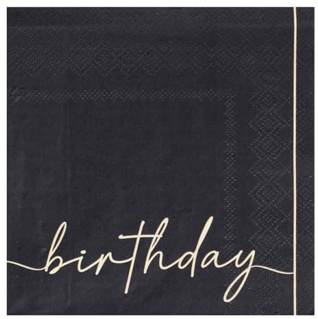 Ginger Ray Papierservietten Happy Birthday, hautfarben und schwarz, 16 Stück