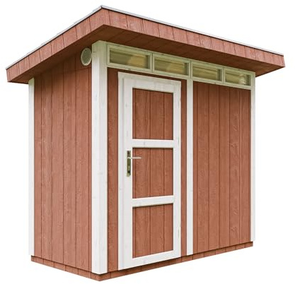 Gartenhaus Premium Qualität 3m² - L161xW294cm- All-Inclusive-Set mit Boden, Bitumen-Dachziegeln, Farbset- Hochwertiger Geräteschuppen aus Holzwerkstoffplatten LP Smartside - M901 Redwood RED