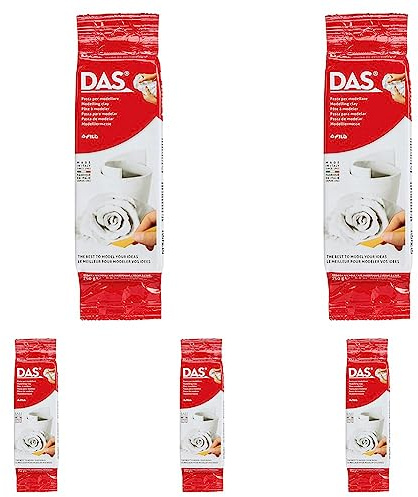 DAS 348100 lufthärtende Modelliermasse, 250 g - weiß (Packung mit 5)