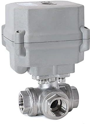 kezhai Dream 3/4 AC110-230V motorisierter Kugelhahn, DN20 Edelstahl 3-wege elektrischer Kugelhahn,Mit Manueller Funktion，CR303