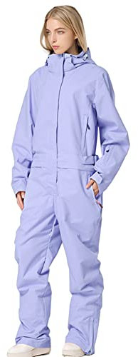HOTIAN Damen Schneeanzug, Damen Einteiler Skioverall Wasserdicht Winddicht Winter Warme Einteiliger Skioverall,für Wandern Klettern Isoliertes Snowboarden Blue-Women XL