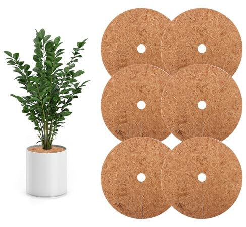 Viitech 6 PCS Coconut Mulch Mats, Coir Fiber Coconut Fibre Mat, Disc Plant Cover For Plants Trees Winter Protection For Potted Plants (30cm)