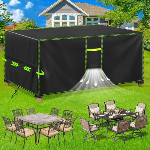 FORTRY Telo di copertura per mobili da giardino, impermeabile, resistente all'inverno, 420D, per tavolo da giardino, set di mobili da terrazza, rettangolare, 170 x 94 x 71 cm