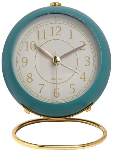 iSpchen Sveglia senza ticchettio, analogica con luce, stile retrò, per dormire, batteria da viaggio, stile retrò, piccolo orologio da scrivania per cameretta dei bambini, blu navy