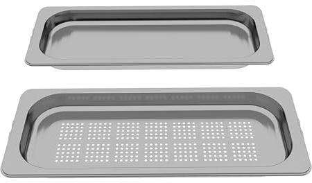 NEFF Z1650DU0, 2 Dampfbehälter (gelocht/ungelocht), 35 x 454 x 187 mm, Made in Germany, spülmaschinengeeignet, Edelstahl