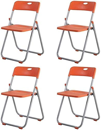 YHKJLYH Sun Lounger Garden Chairs Foldable Deck Chair Folding Office Chair Set of 4, Plastic Training Seat Chair One-Piece Desk Meeting Chair (Color : Orange)