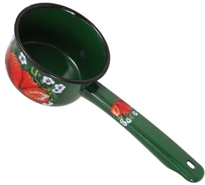 FUNOMOCYA Cucharón Esmaltado Vintage Con Mango Ergonómico Cucharón De Agua Multifuncional Para Cocina y Riego Doméstico Práctico Utensilio Estilo Retro Color Verde Fresa