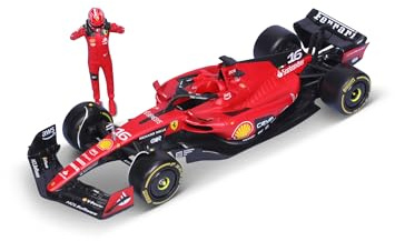Bburago - Ferrari SF-23 Charles Leclerc #16 2023 - Realistisches Modellauto im Maßstab 1:24 und Figur von Charles Leclerc, offizielle Ferrari-Lizenz, empfohlenes Alter 14+ Jahre