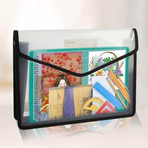 Dokumententasche A3/A4, Diamond Painting Dokumentenmappe, Portfolio für Aufbewahrung Diamant Malerei Bilder,alle Diamond Painting Zubehör,Aktenordner für Schule,Zuhause,Büro,Schreibwaren (A4 Schwarz)