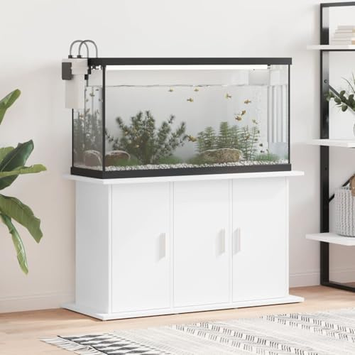 Rantry Aquariumständer Holzwerkstoff 101x41x58 cm, Stabiler Aufbewahrungsschrank mit 6 Fächern, weiß - Montage erforderlich Model833631