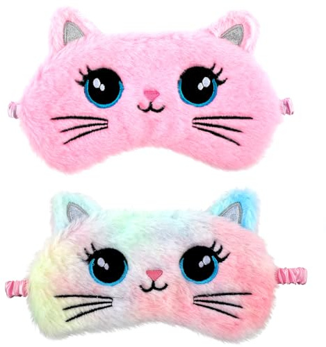Lot De 2 Masques pour Les Yeux En Peluche Doux pour Dormir Bandeau pour Les Yeux Confortable Et Mignon Masque De Sommeil En Satin La Sieste pour Les Femmes Et Les Hommes