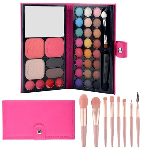 MUNSKT Set trucco ragazze, 33 colori, 8 spazzole, 4-12 anni, regalo Natale Halloween Ringraziamento