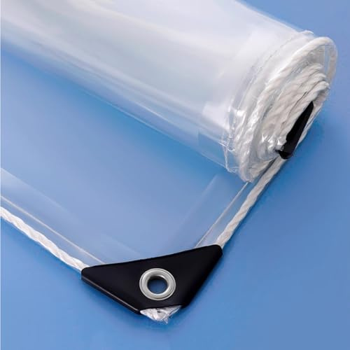 Telone trasparente resistente con occhielli, telo impermeabile in PVC trasparente da 0,35 mm, telo di copertura trasparente antivento e antistrappo, per giardino esterno, personalizzato (250 cm x 300