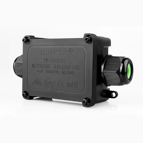 IP68 Waterproof Junction Box 2 Way Outdoor Power Cable Splitter Electrical Wiring Box Wire Connector Junction Box for 9-12MM Diameter Cable