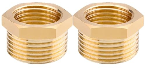 Vroxdrez 2 pcs réducteur en laiton 3/4 à 1/2 pouce adaptateur filetage mâle 25mm vers femelle 20mm, connecteur fileté robuste pour tuyauterie d’eau, compatible jardin et plomberie intérieure