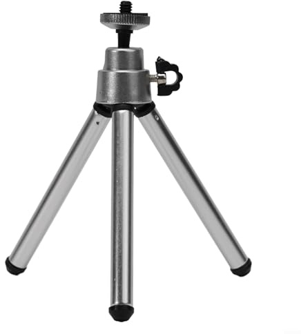 Mini trípode fácil de viajar para proyector, cámara, móvil convenientes ajustes de altura (gris plateado)
