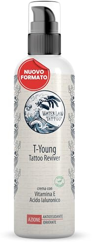 T-Young Tattoo-Creme 150 ml Water Law Tattoo, feuchtigkeitsspendende Körpercreme mit Hyaluronsäure und Vitamin E, Tattoo Cream für Farbe und Haut, vegan freundlich
