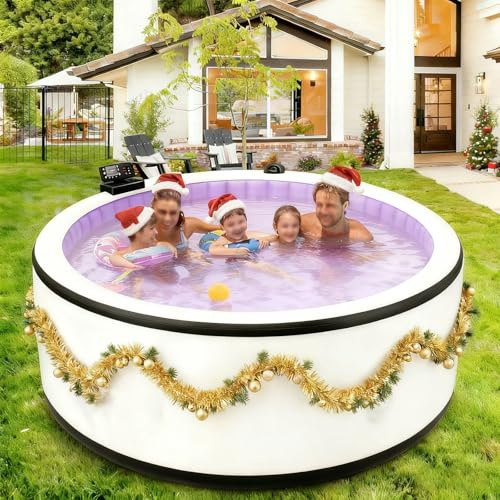 Bubbelpool, Stor Bärbar Uppblåsbar Bubbelpool För 4-6 Personer, Bubbelmassage, Inkluderar Isolerat Lock, Bärbart Badkar För Inomhus Och Utomhusbruk L