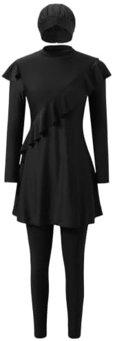 Costume da bagno da donna, costume da bagno a corpo intero, modesto, abbigliamento da bagno per palestra, attività all'aperto, wakeboard, immersioni, sport acquatici, piscina, surf, Nero , M