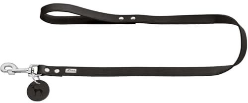 HUNTER Hundeführleine | Leder, schlicht, strapazierfähig, geschmeidig, Handschlaufe, Farbe: Schwarz, Größe: 20/100