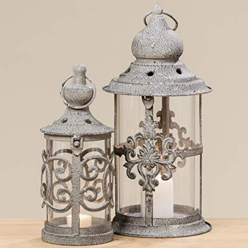 Salve Laterne 2er-Set H26-34cm aus Metall/Glas